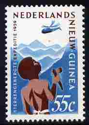 Netherlands 1959 Stars Mountains Expedition 55c unmounted mint SG 59, stamps on aviation, stamps on helicopters, stamps on mountains