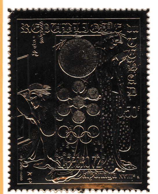 Chad Sapporo Olympic Games perf design embossed in gold foil unmounted mint. Note this item is privately produced and is offered purely on its thematic appeal. . , stamps on , stamps on  stamps on olympics