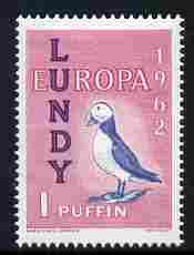 Lundy 1962 Europa 1p Puffin unmounted mint, Rosen LU 145, stamps on europa, stamps on birds, stamps on puffins