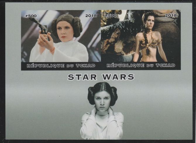 Chad 2018 Star Wars imperf sheetlet containing 2 values unmounted mint. Note this item is privately produced and is offered purely on its thematic appeal. . , stamps on , stamps on  stamps on films, stamps on  stamps on movies, stamps on  stamps on cinema, stamps on  stamps on sci-fi