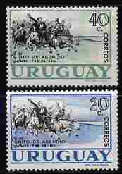 Uruguay 1961 150th Anniversary of Revolution perf set of 2 unmounted mint, SG 1172-73, stamps on revolutions, stamps on horses