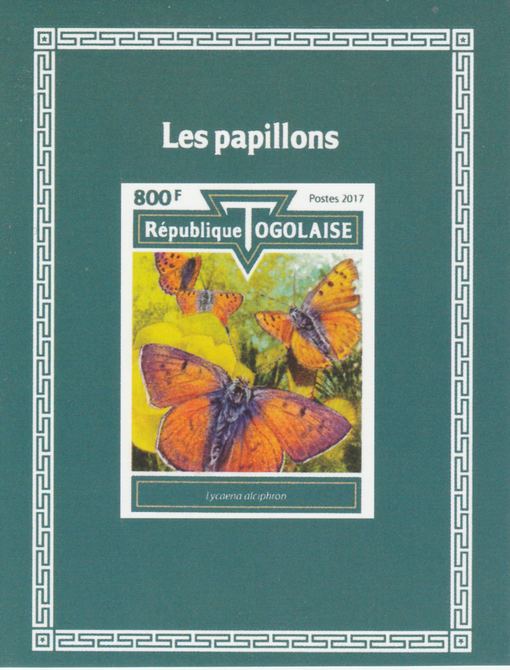 Togo 2017 Butterflies #4 imperf deluxe sheet unmounted mint. Note this item is privately produced and is offered purely on its thematic appeal., stamps on butterflies