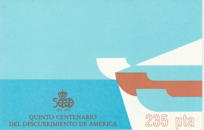 Booklet - Spain 1987 Discovery of America 235pt booklet complete and fine SG B5, stamps on royalty