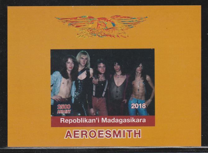 Madagascar 2018 Aeroesmith imperf souvenir sheet unmounted mint. Note this item is privately produced and is offered purely on its thematic appeal.