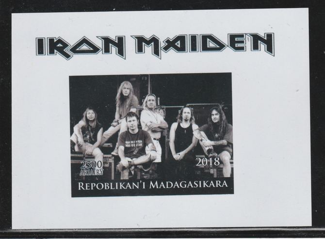 Madagascar 2018 Iron Maiden imperf souvenir sheet unmounted mint. Note this item is privately produced and is offered purely on its thematic appeal., stamps on music, stamps on pops, stamps on rock, stamps on iron maiden