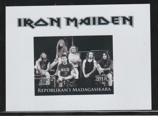 Madagascar 2018 Iron Maiden imperf souvenir sheet unmounted mint. Note this item is privately produced and is offered purely on its thematic appeal., stamps on music, stamps on pops, stamps on rock, stamps on iron maiden
