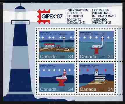 Canada 1986 Lighthouses - 2nd series perf m/sheet with Capex imprint unmounted mint, SG MS 1180, stamps on lighthouses, stamps on stamp exhibitions