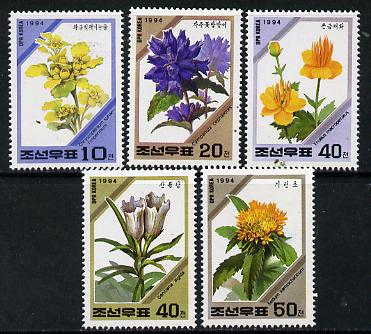 North Korea 1994 Alpine Plants set of 5 unmounted mint, SG N3388-92, stamps on flowers