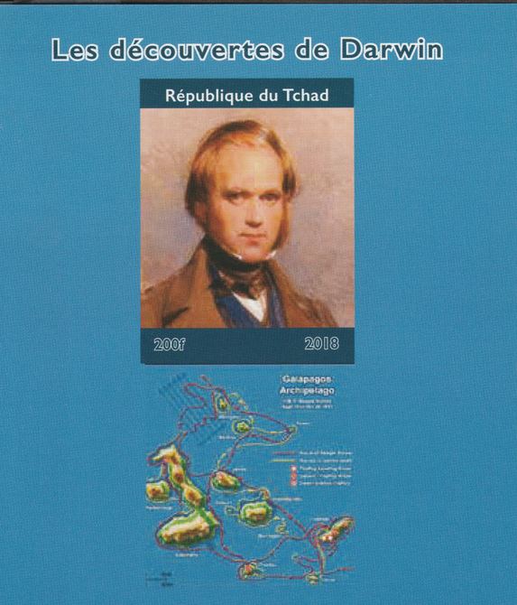 Chad 2018 Charles Darwin imperf souvenir sheet unmounted mint. Note this item is privately produced and is offered purely on its thematic appeal. , stamps on , stamps on  stamps on personalities, stamps on  stamps on darwin