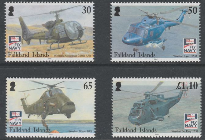 Falkland Islands 2009 Centenary of naval Aviation set of 4 unmounted mint, stamps on  aviation, stamps on  helicopters, stamps on 