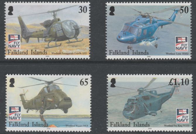 Falkland Islands 2009 Centenary of naval Aviation set of 4 unmounted mint, stamps on aviation, stamps on  helicopters, stamps on 