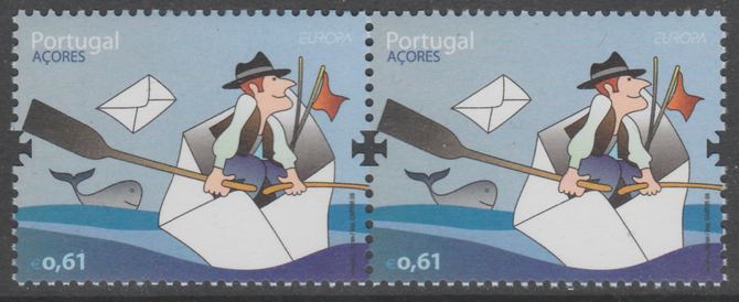 Portugal - Azores 2008 Europa (Envelope as boat) unmounted mint SG 634, stamps on europa, stamps on communications, stamps on postal, stamps on rowing