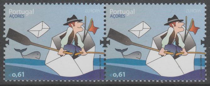 Portugal - Azores 2008 Europa (Envelope as boat) unmounted mint SG 634, stamps on , stamps on  stamps on europa, stamps on  stamps on communications, stamps on  stamps on postal, stamps on  stamps on rowing