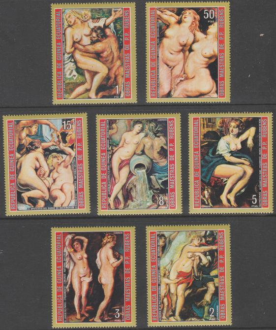 Equatorial Guinea 1973 Nude Paintings by Rubens perf set of 7 unmounted mint Mi 285-291, stamps on arts, stamps on nudes, stamps on rubens, stamps on renaissance