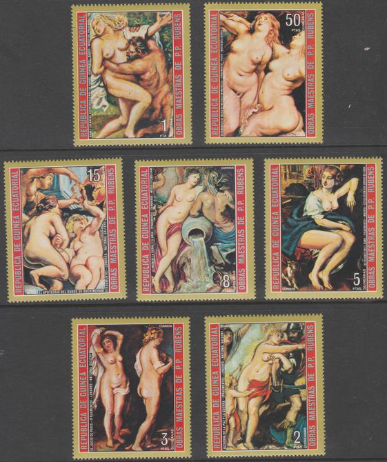 Equatorial Guinea 1973 Nude Paintings by Rubens perf set of 7 unmounted mint Mi 285-291, stamps on , stamps on  stamps on arts, stamps on nudes, stamps on rubens, stamps on  stamps on renaissance