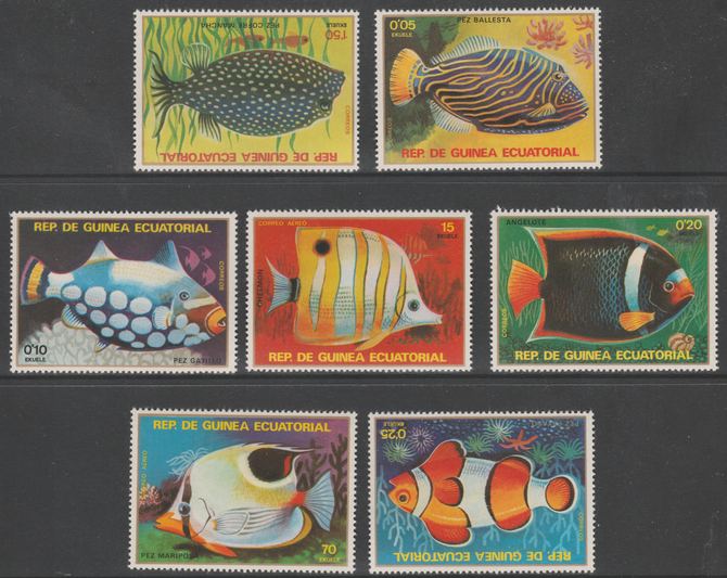 Equatorial Guinea 1979 Tropical Fish perf set of 7 unmounted mint  Mi 1469-75, stamps on marine life, stamps on fish, stamps on 