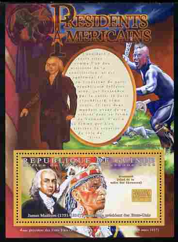 Guinea - Conakry 2010-11 Presidents of the USA #04 - James Madison perf s/sheet unmounted mint , stamps on , stamps on  stamps on personalities, stamps on  stamps on americana, stamps on  stamps on constitutions, stamps on  stamps on usa presidents, stamps on  stamps on madison