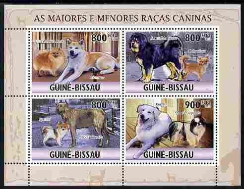 Guinea - Bissau 2010 Largest & Smallest Dogs perf sheetlet containing 4 values unmounted mint , stamps on dogs