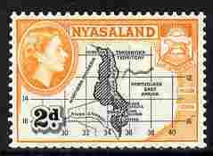 Nyasaland 1953-54 Map 2d P12 x 12.5 unmounted mint, SG 176a, stamps on maps