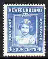 Newfoundland 1938 KG6 Princess Elizabeth 4c blue (comb perf 13.5) mounted mint SG 270, stamps on royalty, stamps on  kg6 , stamps on 
