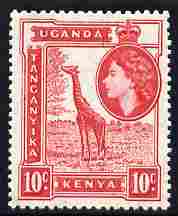 Kenya, Uganda & Tanganyika 1954-59 Giraffe 10c unmounted mint SG 168, stamps on animals, stamps on giraffes