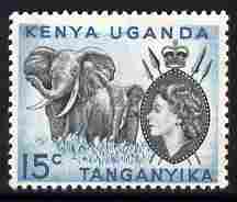 Kenya, Uganda & Tanganyika 1954-59 Elephant 15c unmounted mint SG 169, stamps on , stamps on  stamps on animals, stamps on  stamps on elephants