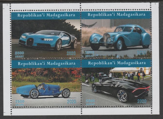 Madagascar 2020 Cars perf sheetlet containing 4 values unmounted mint. Note this item is privately produced and is offered purely on its thematic appeal, it has no postal validity, stamps on cars