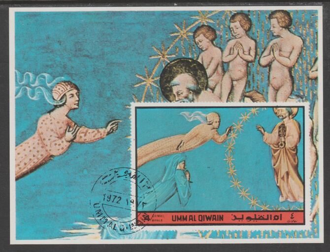 Umm Al Qiwain 1972 The Divine Comedy by Dante imperf m/sheet #12 fine cto used, stamps on arts, stamps on literature