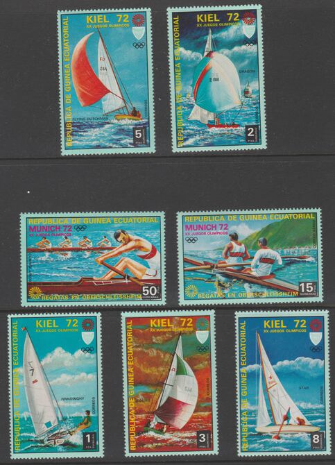 Equatorial Guinea 1972 Munich Olympics (3rd series) perf set of 7 values unmounted mint Mi 98-104, stamps on , stamps on  stamps on olympics  sport, stamps on  stamps on sailing, stamps on  stamps on rowing, stamps on  stamps on 