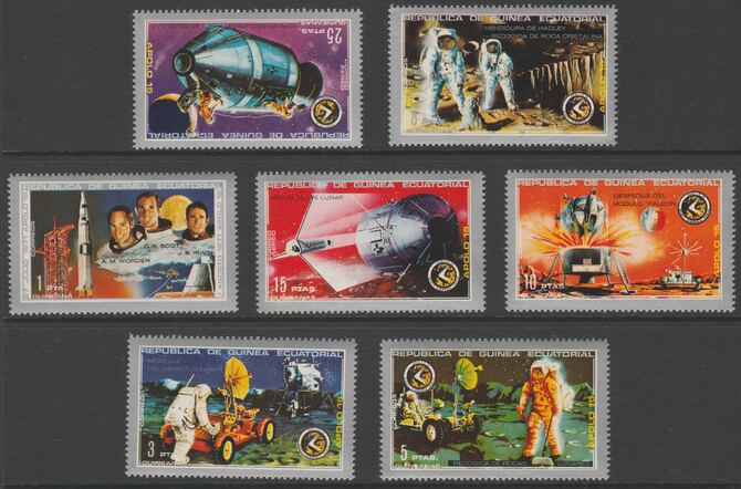 Equatorial Guinea 1972 Apollo 15 perf set of 7 values unmounted mint Mi 18-24, stamps on , stamps on  stamps on space, stamps on  stamps on apollo