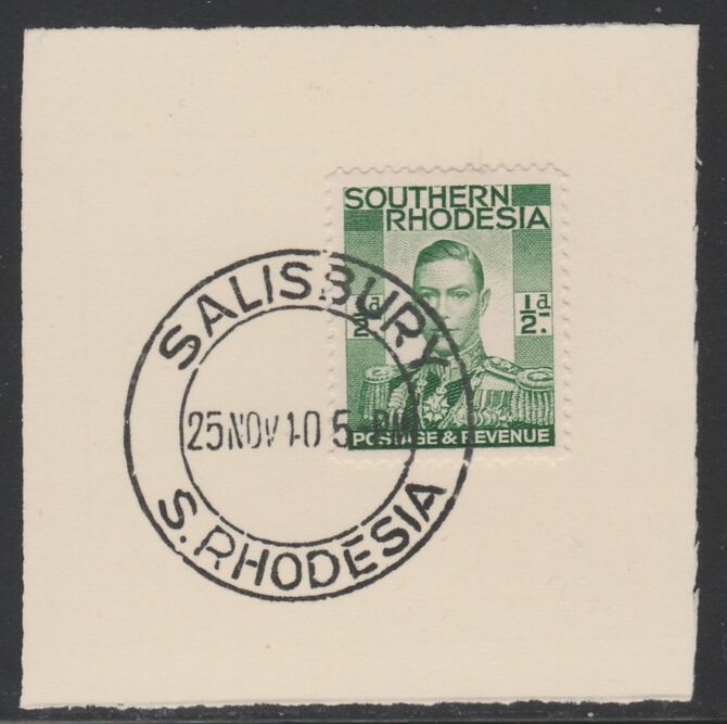 Southern Rhodesia 1937 KG6 def 1/2d green on piece with full strike of Madame Joseph forged postmark type 332, SG40, stamps on , stamps on  stamps on , stamps on  stamps on  kg6 , stamps on  stamps on 