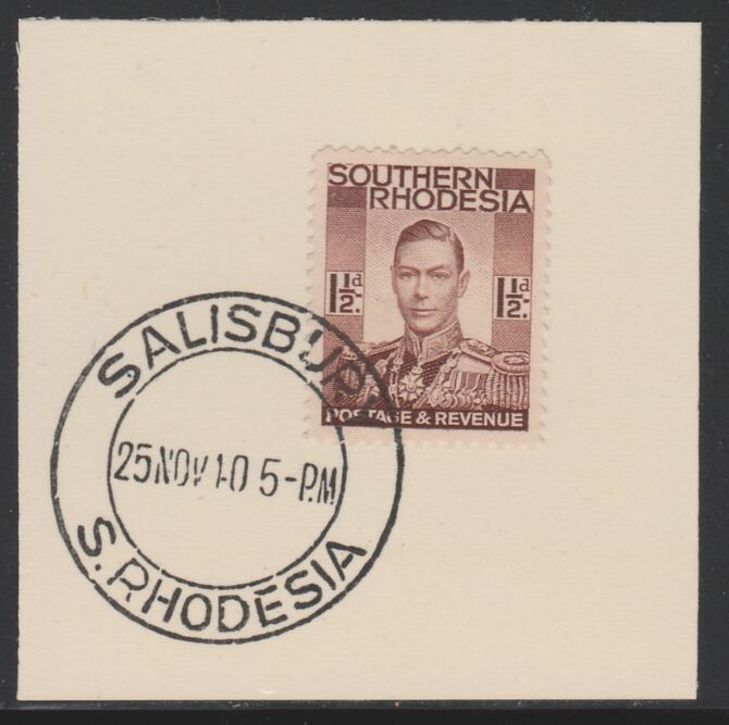 Southern Rhodesia 1937 KG6 def 1.5d red-brown on piece with full strike of Madame Joseph forged postmark type 332, SG42, stamps on , stamps on  stamps on , stamps on  stamps on  kg6 , stamps on  stamps on 