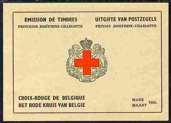 Belgium 1953 Red Cross 20f booklet complete and fine SG SB34, stamps on red cross, stamps on 