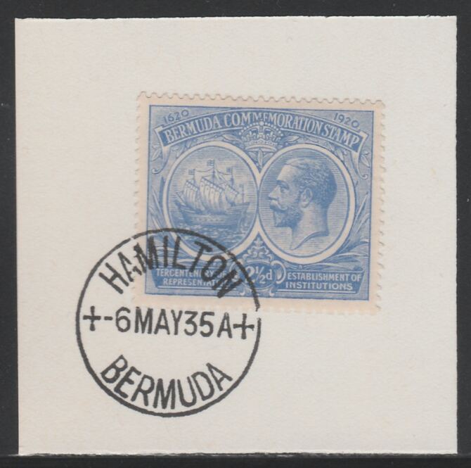 Bermuda 1920-21 KG5 Tercentenary (1st issue) 2.5d (SG 66) on piece with full strike of Madame Joseph forged cancellation type 61, stamps on , stamps on  stamps on , stamps on  stamps on  kg5 , stamps on  stamps on 