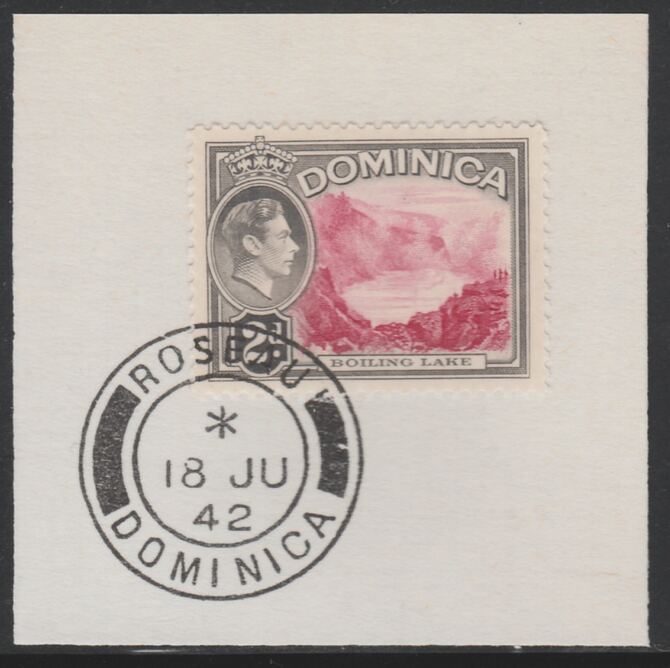 Dominica 1938-47 KG6 2d Boiling Lake on piece with near full strike of Madame Joseph forged postmark type 143, stamps on , stamps on  stamps on , stamps on  stamps on  kg6 , stamps on  stamps on 