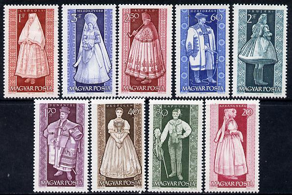 Hungary 1963 Provincial Costumes perf set of 9 unmounted mint, Mi 1954-62, stamps on , stamps on  stamps on costumes