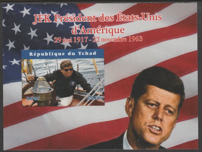 Chad 2020 JFK President of United States of America #2 - imperf delexe sheet unmounted mint. Note this item is privately produced and is offered purely on its thematic appeal, stamps on , stamps on  stamps on kennedy, stamps on  stamps on usa presidents, stamps on  stamps on americana