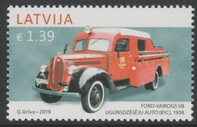 Latvia 2019 Ford Fire Truck unmounted mint, stamps on fire, stamps on  ford