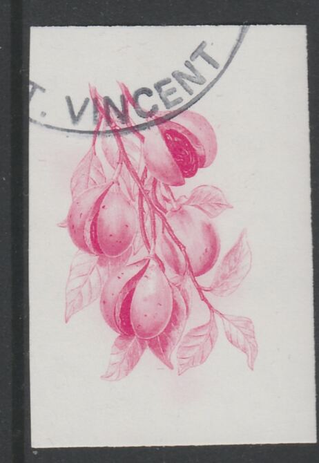 St Vincent 1985 Herbs & Spices $1 Nutmeg imperf proof in magenta only, fine used with part St Vincent cancellation, produced for a promotion. Ex Format archives (as SG 870) , stamps on food      herbs & spices