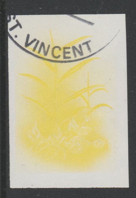 St Vincent 1985 Herbs & Spices $3 Gingeri mperf proof in yellow only, fine used with part St Vincent cancellation, produced for a promotion. Ex Format archives (as SG 871..., stamps on food      herbs & spices