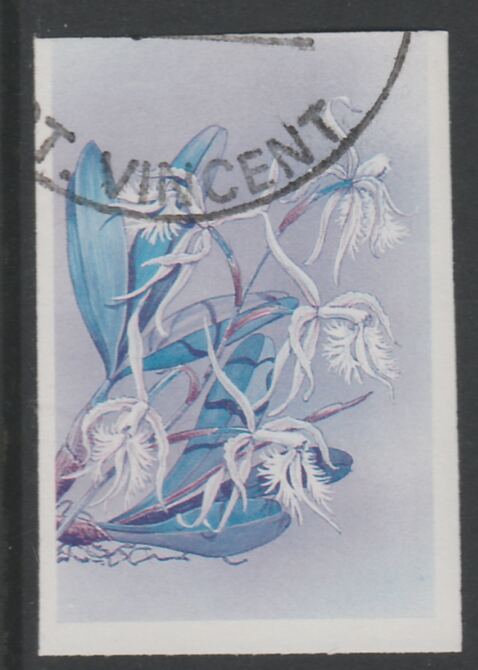 St Vincent 1985 Orchids 35c imperf proof in magenta & cyan only, fine used with part St Vincent cancellation, produced for a promotion. Ex Format International archives (as SG 850) , stamps on flowers, stamps on orchids