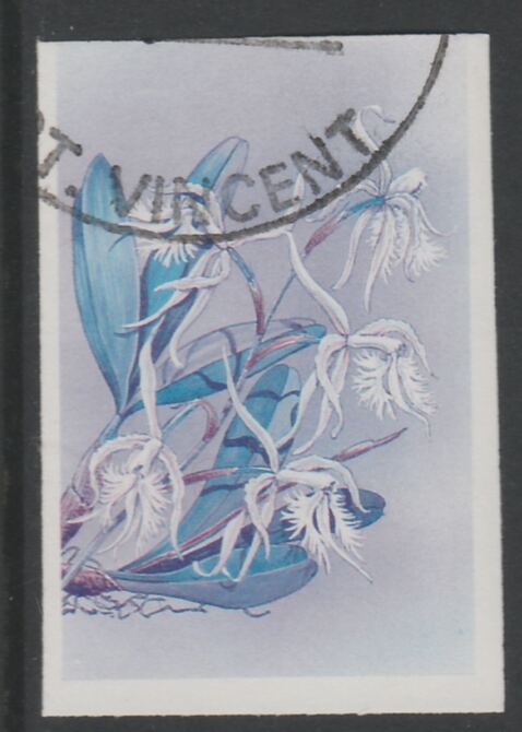 St Vincent 1985 Orchids 35c imperf proof in magenta & cyan only, fine used with part St Vincent cancellation, produced for a promotion. Ex Format International archives (..., stamps on flowers, stamps on orchids