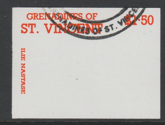 St Vincent - Grenadines 1988 International Tennis Players $1.50 Ilie Nastase imperf proof in orange only, fine used with part St Vincent Grenadines cancellation, produced for a promotion. Ex Format archives (as SG 586) , stamps on personalities, stamps on sport, stamps on tennis