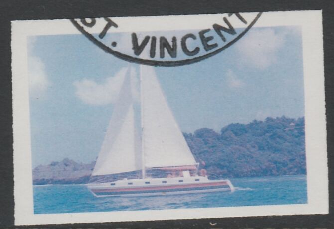 St Vincent 1988 Tourism $5 Cruising Yacht imperf proof in magenta & cyan only, fine used with part St Vincent cancellation, produced for a promotion. Ex Format International archives (as SG 1136) , stamps on , stamps on  stamps on tourism, stamps on  stamps on sailing, stamps on  stamps on yachts