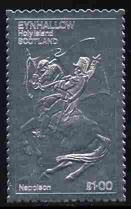 Eynhallow 1979 Napoleon on Horseback Â£1 value embossed in silver (perf) unmounted mint, stamps on history, stamps on personalities, stamps on napoleon, stamps on horses  , stamps on dictators.