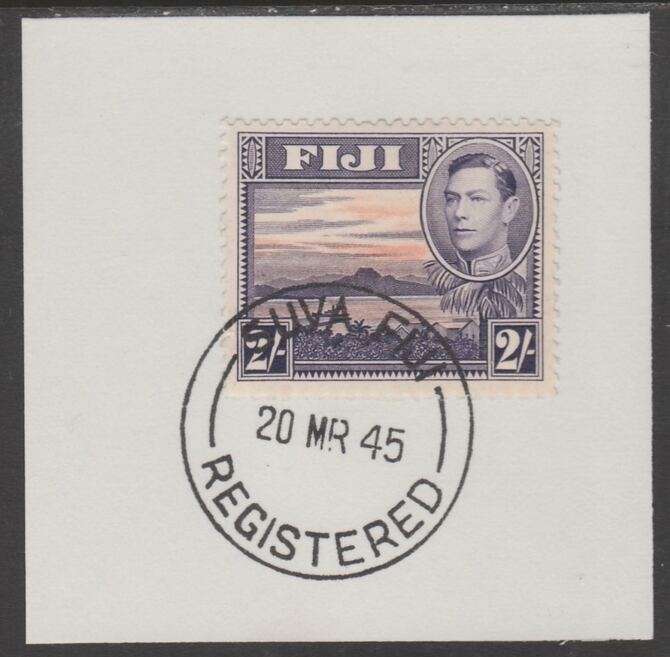 Fiji 1938-55 KG6 Pictorial 2s violet & orange on piece with full strike of Madame Joseph forged postmark type 167, stamps on , stamps on  stamps on , stamps on  stamps on  kg6 , stamps on  stamps on forgery, stamps on  stamps on 