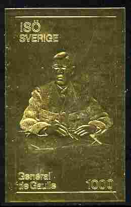 Iso - Sweden 1979 Charles de Gaulle 1000 value embossed in gold (imperf) unmounted mint, stamps on , stamps on  stamps on personalities, stamps on  stamps on de gaulle, stamps on  stamps on constitutions, stamps on  stamps on  ww2 , stamps on  stamps on militaria