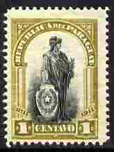 Paraguay 1911 Statue 1c black & olive unmounted mint SG 218, stamps on , stamps on  stamps on statues