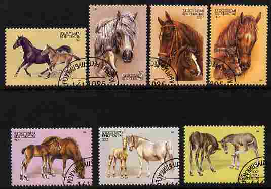 Kyrgyzstan 1995 Horses set of 7 fine cto used SG 89-95, stamps on animals, stamps on horses