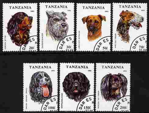 Tanzania 1993 Dogs perf set of 7 fine cto used, SG 1681-87, Mi 1599-1605, stamps on dogs